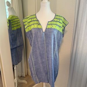 J. Crew Blue Coverup with Neon Yellow Accents